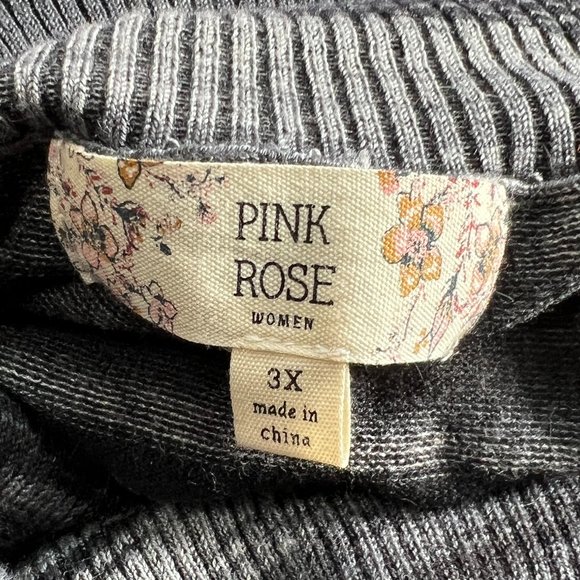 πPink Rose Knitted Turtleneck 3/4 Sleeves Midi Dress with Drawstring - Picture 14 of 16